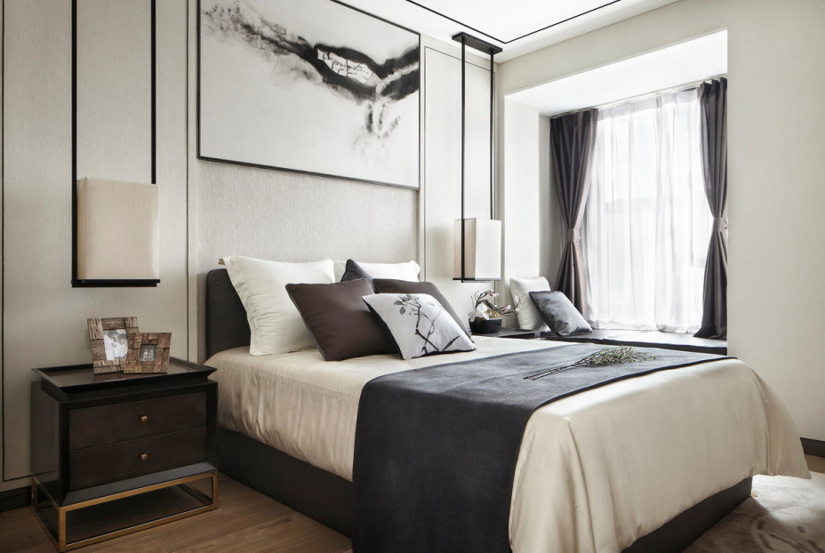 新中式风格室内家装案例效果图-卧室 新中式风格室内家装案例效果图-卧室